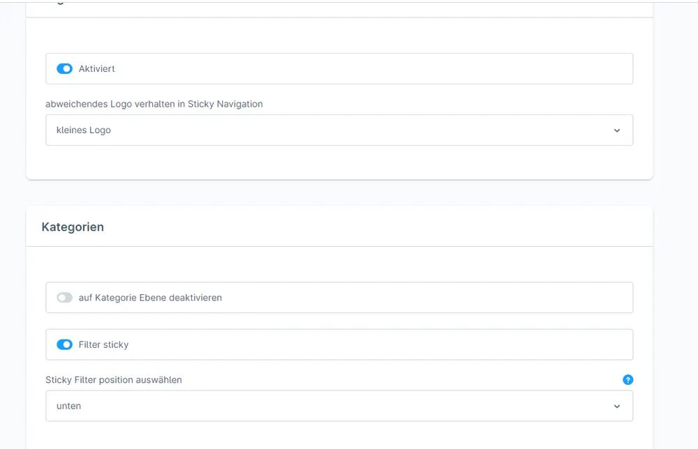 Screenshot Deluxe Sticky Navigation und Filter für Shopware 6: Ansicht 2