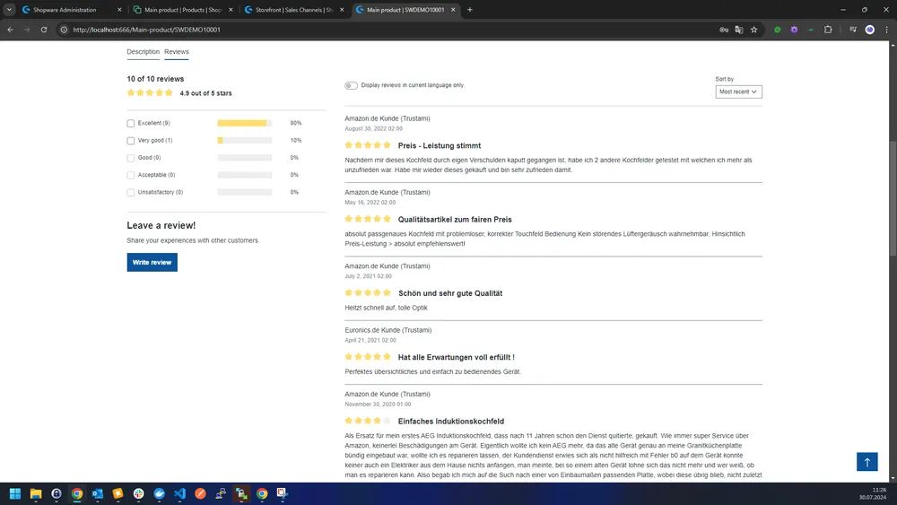 Screenshot Trustami Produktbewertungen Premium für Shopware 6: Ansicht 3