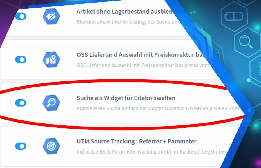 Screenshot Suche als Widget für Erlebniswelten für Shopware 6: Ansicht 3