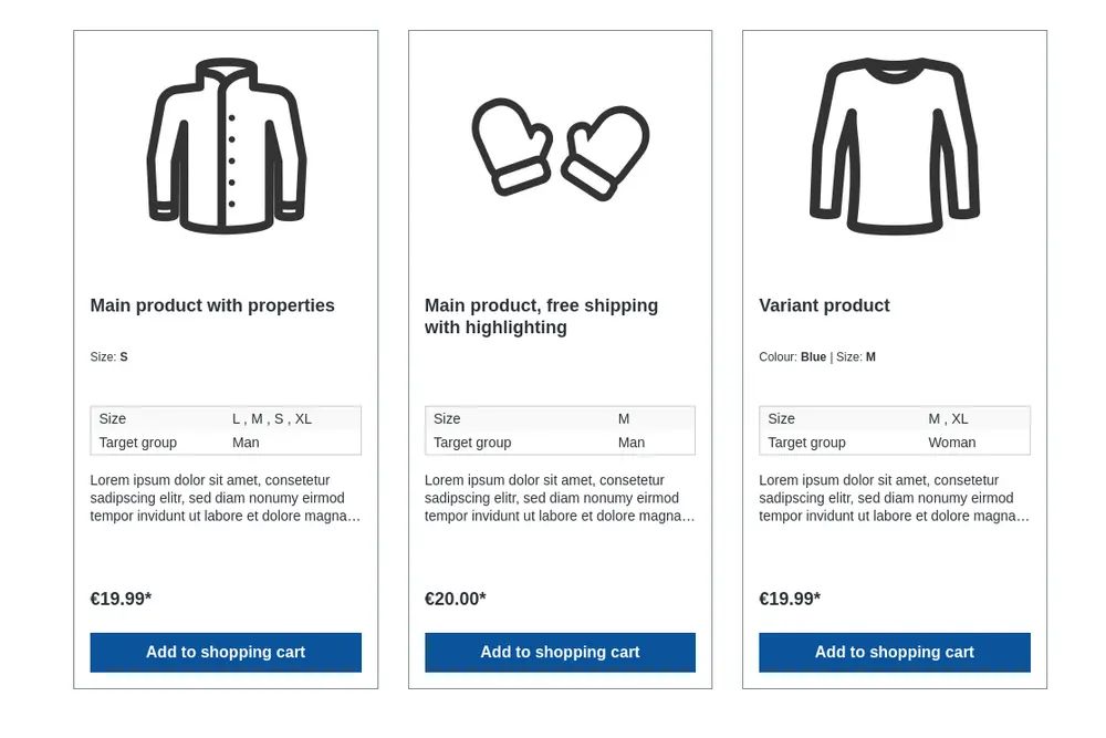 Screenshot Grouped properties for Shopware 6: view 3