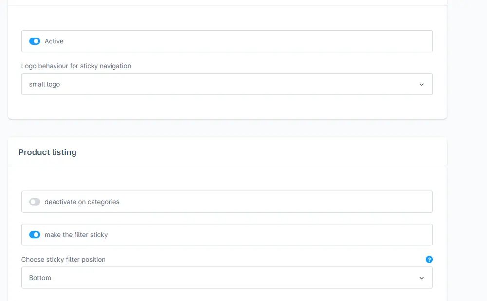 Screenshot Deluxe Sticky Navigation und Filter für Shopware 6: Ansicht 3