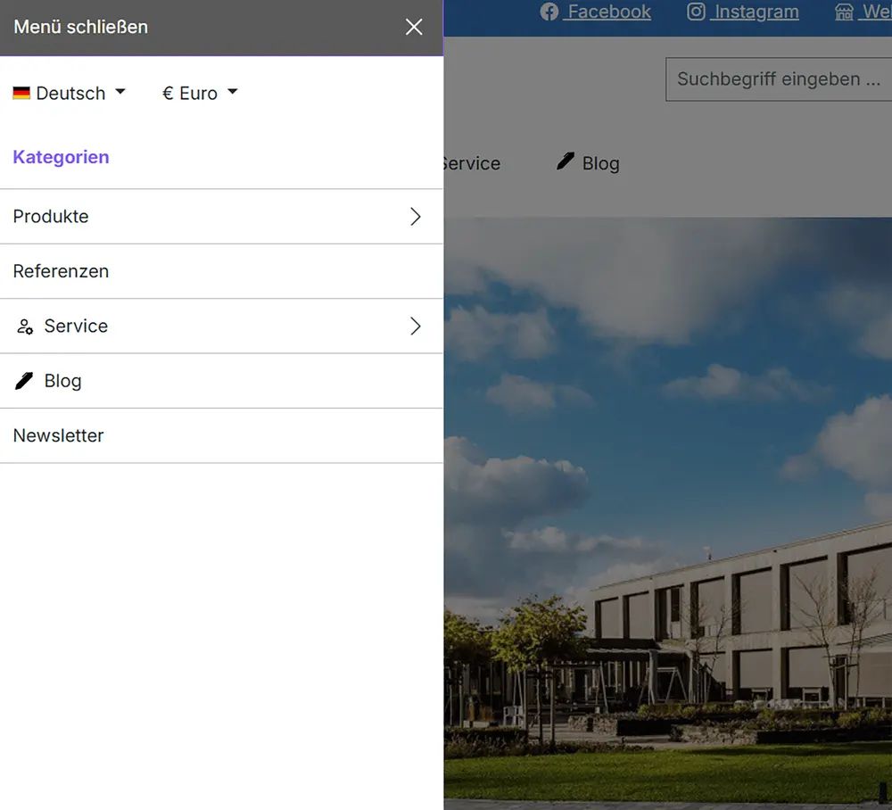 Screenshot Flyout-Navigation und Megamenü für Shopware 6: Ansicht 3