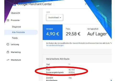 Shopware-6-Plugin Shopping-Feed mit eigenen Rabatten von Web Labels: Ansicht der Funktion