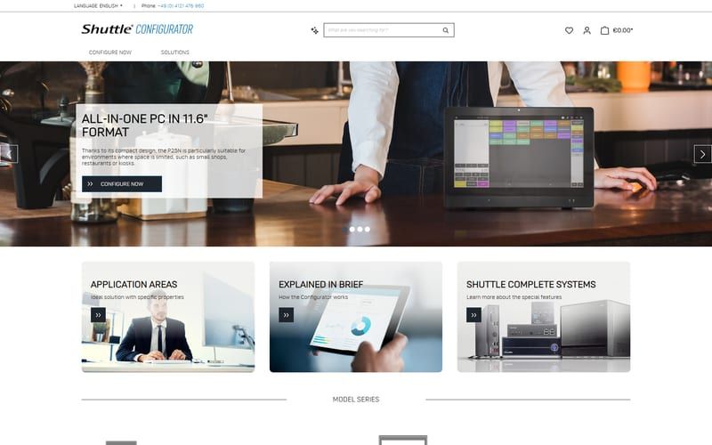 Projekt für Shuttle Configurator: Ansicht der Website, umgesetzt von Web Labels