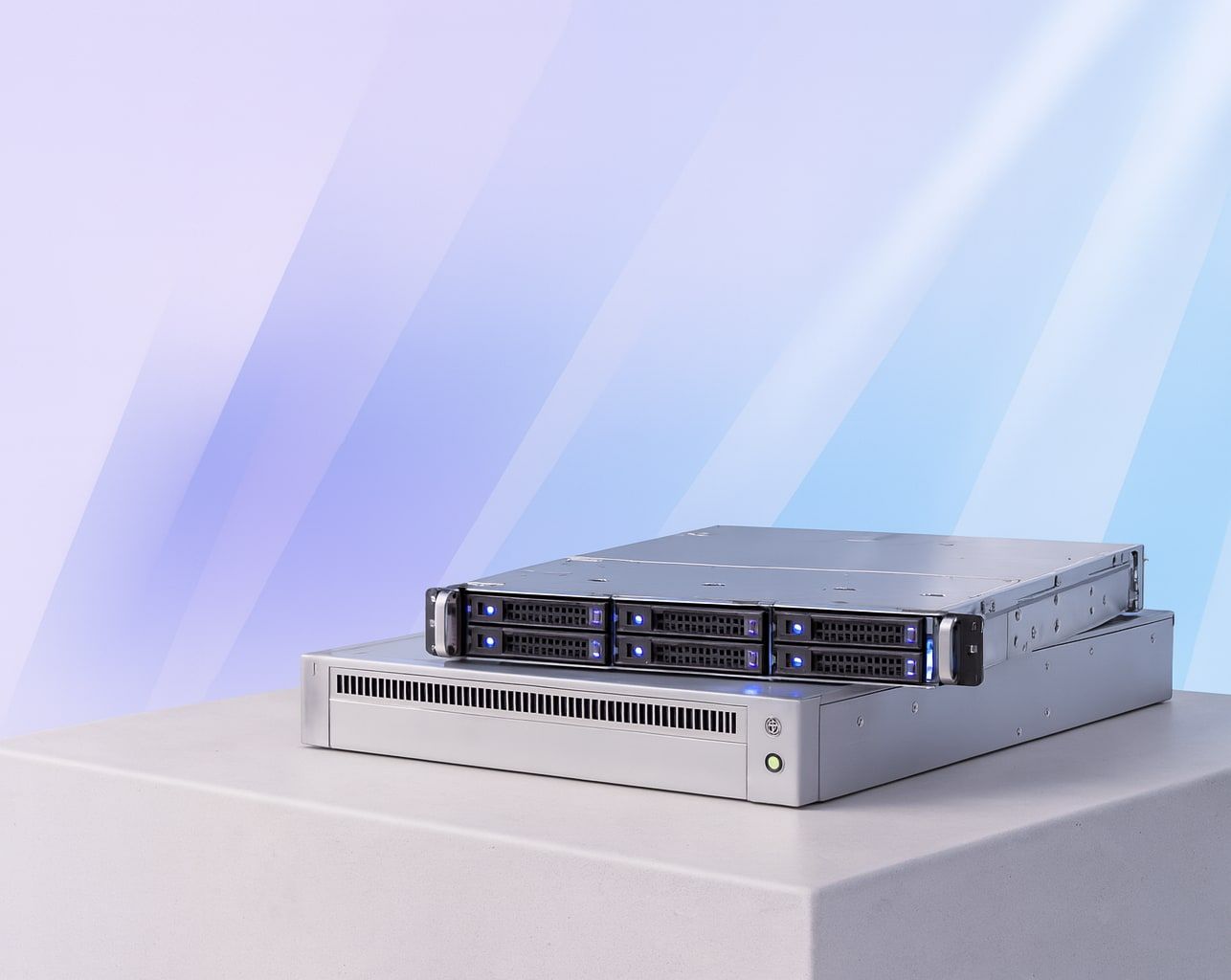 Two rack servers on a concrete plinth, symbolising Shopware hosting on our own servers by Web Labels