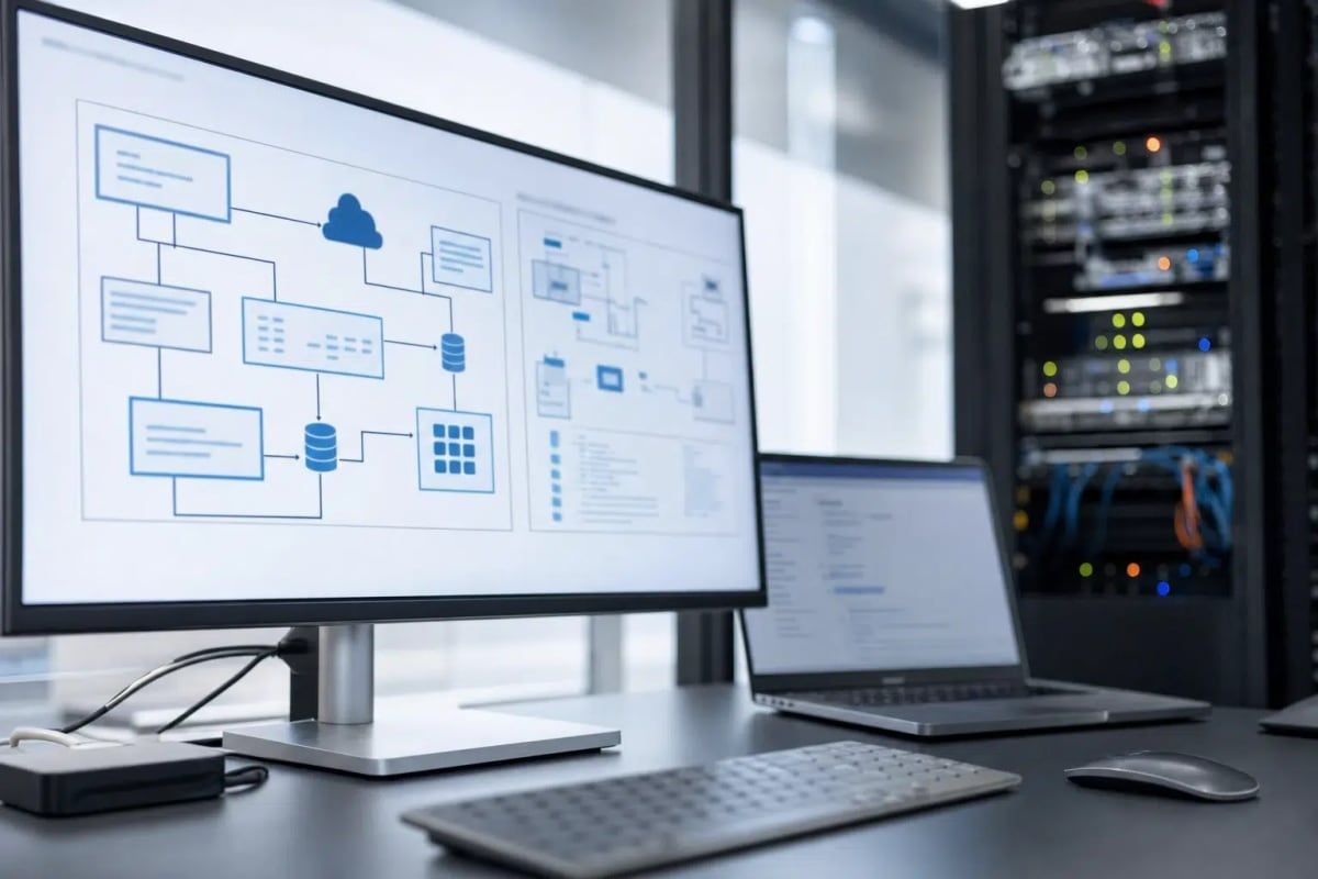 KI-generierte Illustration zur Open-Source-Strategie von Shopware mit einem Core und drei Deployment-Modellen