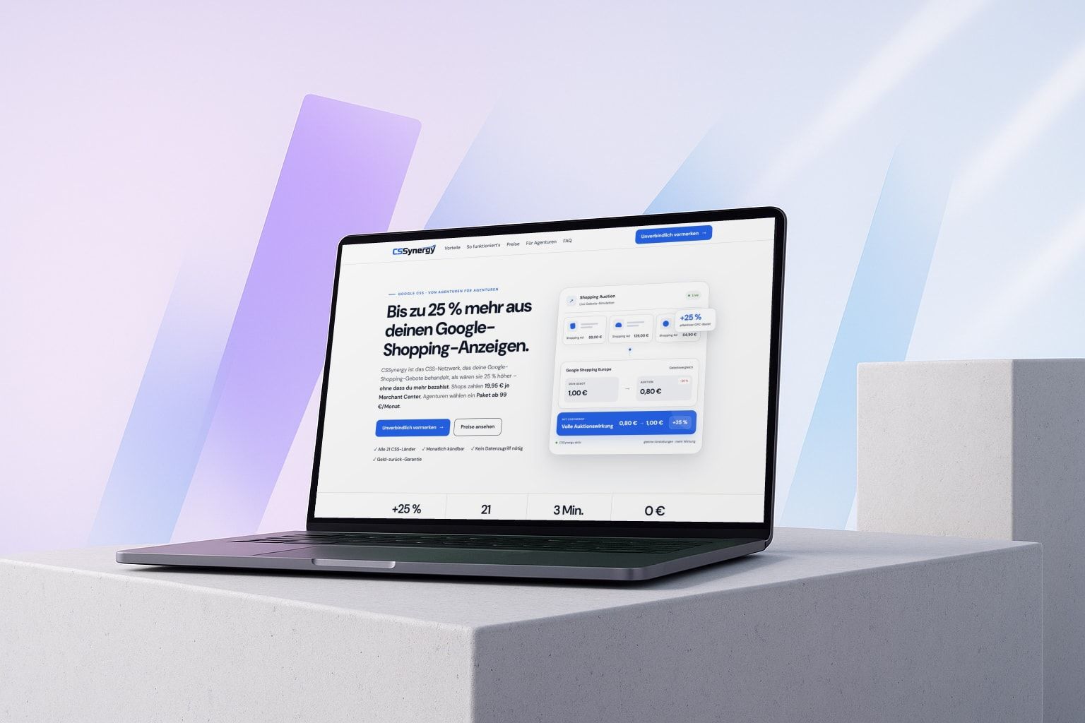 Laptop mit der Website CSSynergy, gestaltet und umgesetzt von der Webdesign-Agentur Web Labels