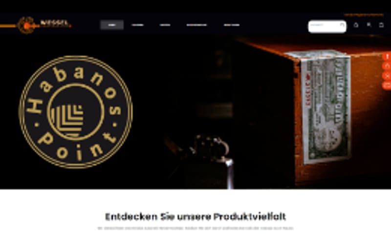 Projekt für Tabacstore Wessel: Ansicht der Website, umgesetzt von Web Labels