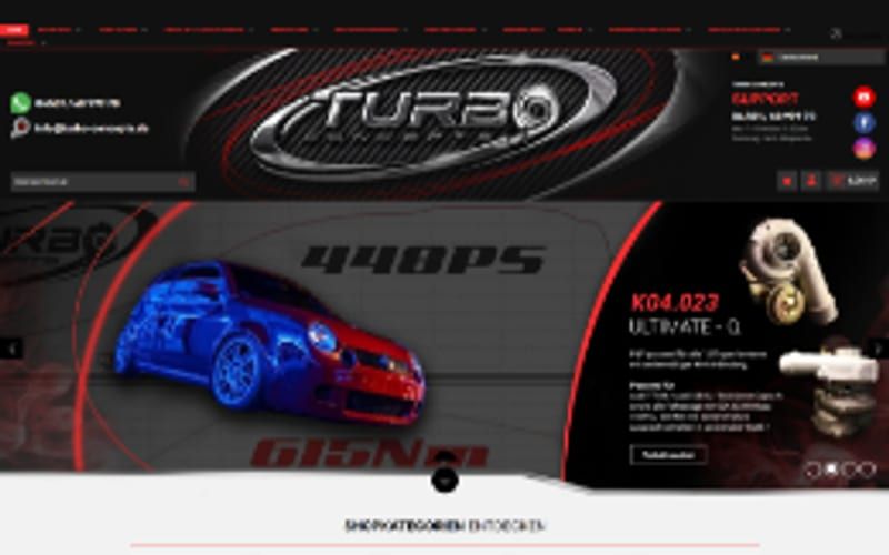 Projekt für Turbo Concepts: Ansicht der Website, umgesetzt von Web Labels