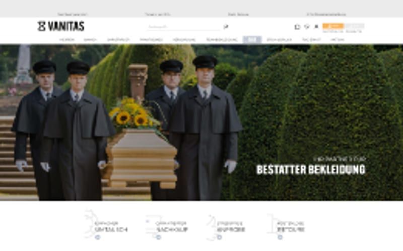 Projekt für Vanitas: Ansicht der Website, umgesetzt von Web Labels