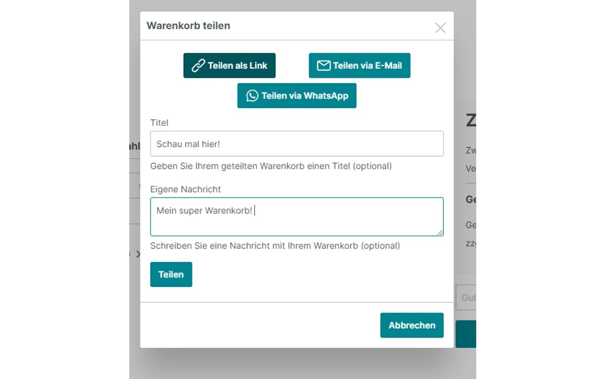 Shopware-6-Plugin Warenkorb teilen von Web Labels: Ansicht aus dem Shopware Store