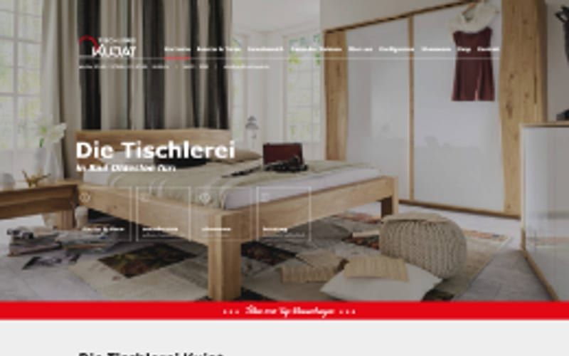 Projekt für Tischlerei Kujat: Ansicht der Website, umgesetzt von Web Labels