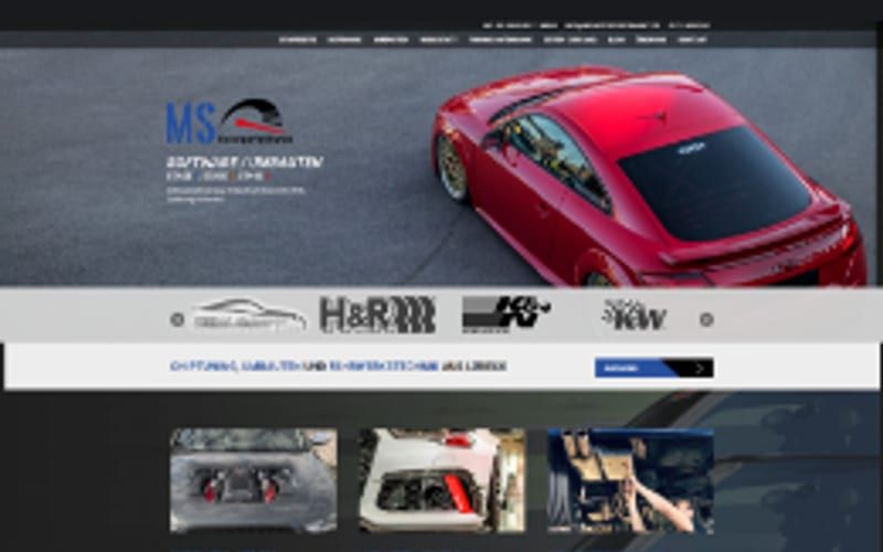 Projekt für MS Motorperformance: Ansicht der Website, umgesetzt von Web Labels
