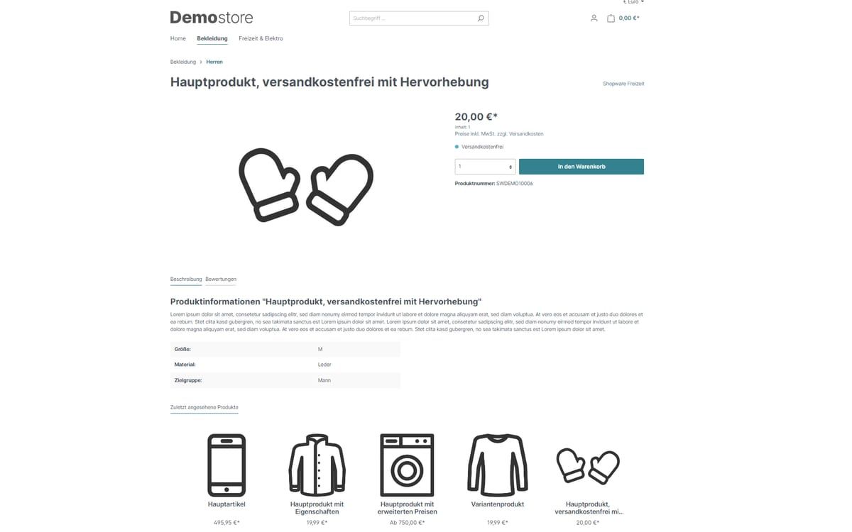 Shopware-6-Plugin Zuletzt betrachtete Produkte von Web Labels: Ansicht aus dem Shopware Store