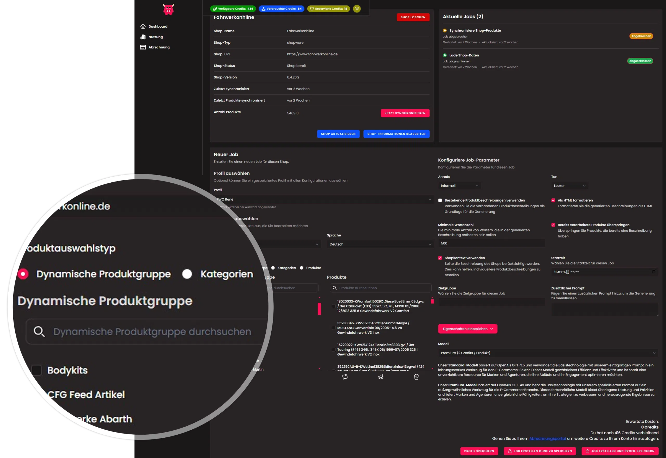 Erstelle Tausende Produkttexte im Bulk über Kategoriefilter oder Dynamische Produktgruppen